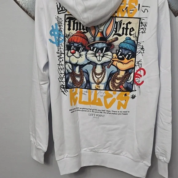 Left Point White Hoodie for Men